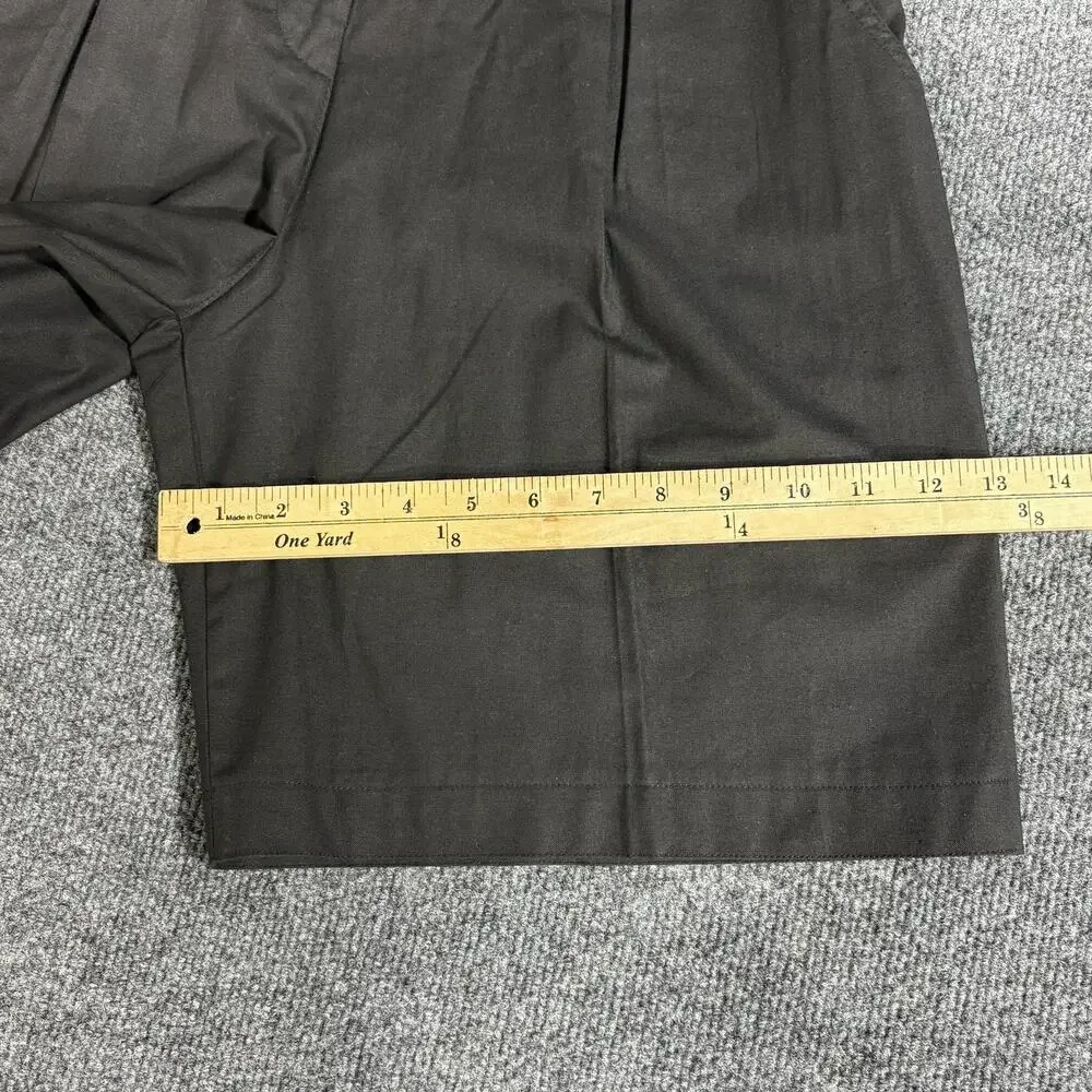 Twill Bermuda Shorts Womens Medium Black Pleated Elastic Waist Casual Summer